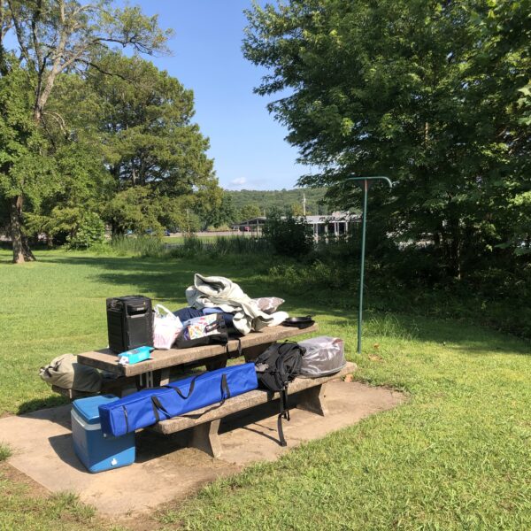 the table and campsite at green leaf state park oklahoma
