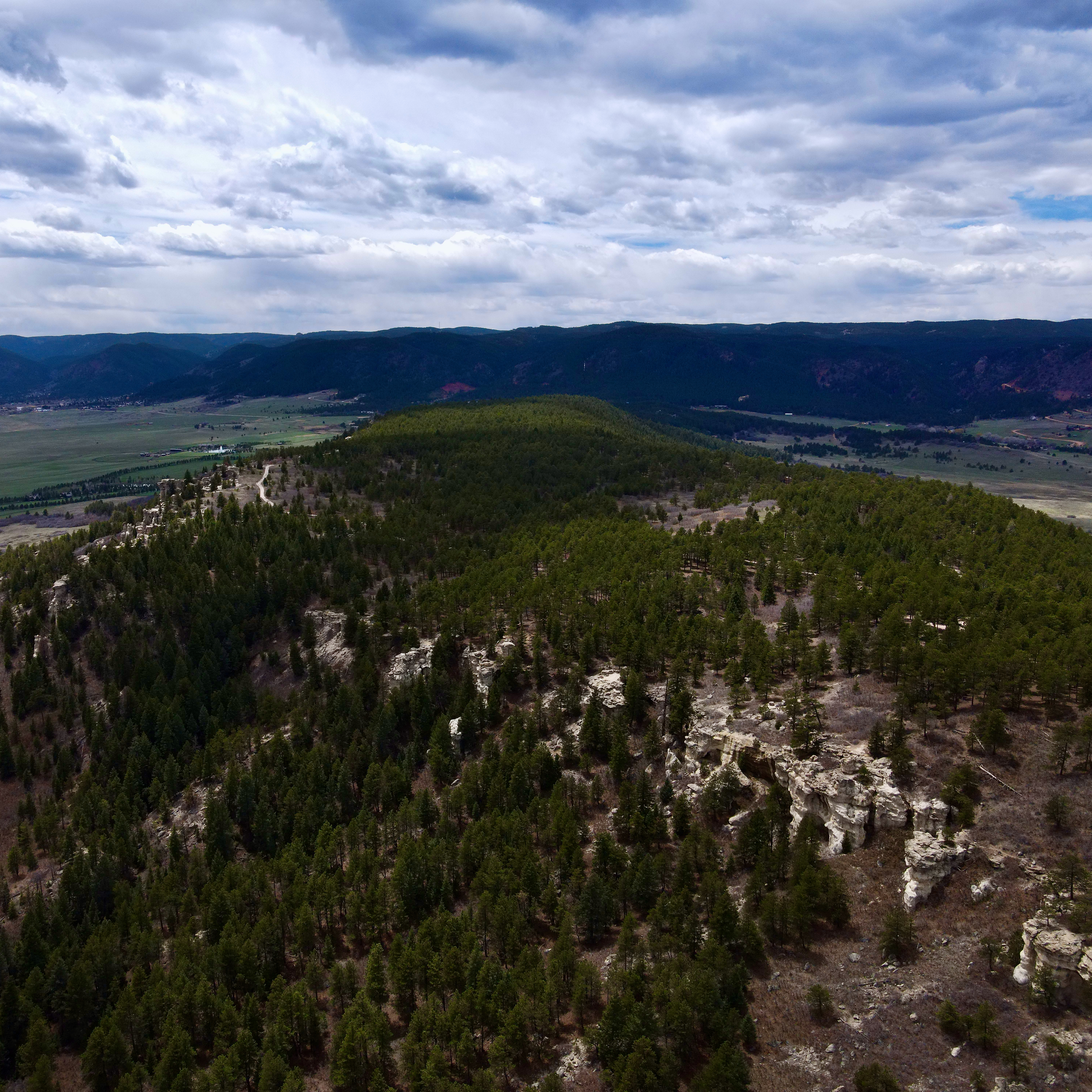 a view from a drone of the top of spruce mountain colorado