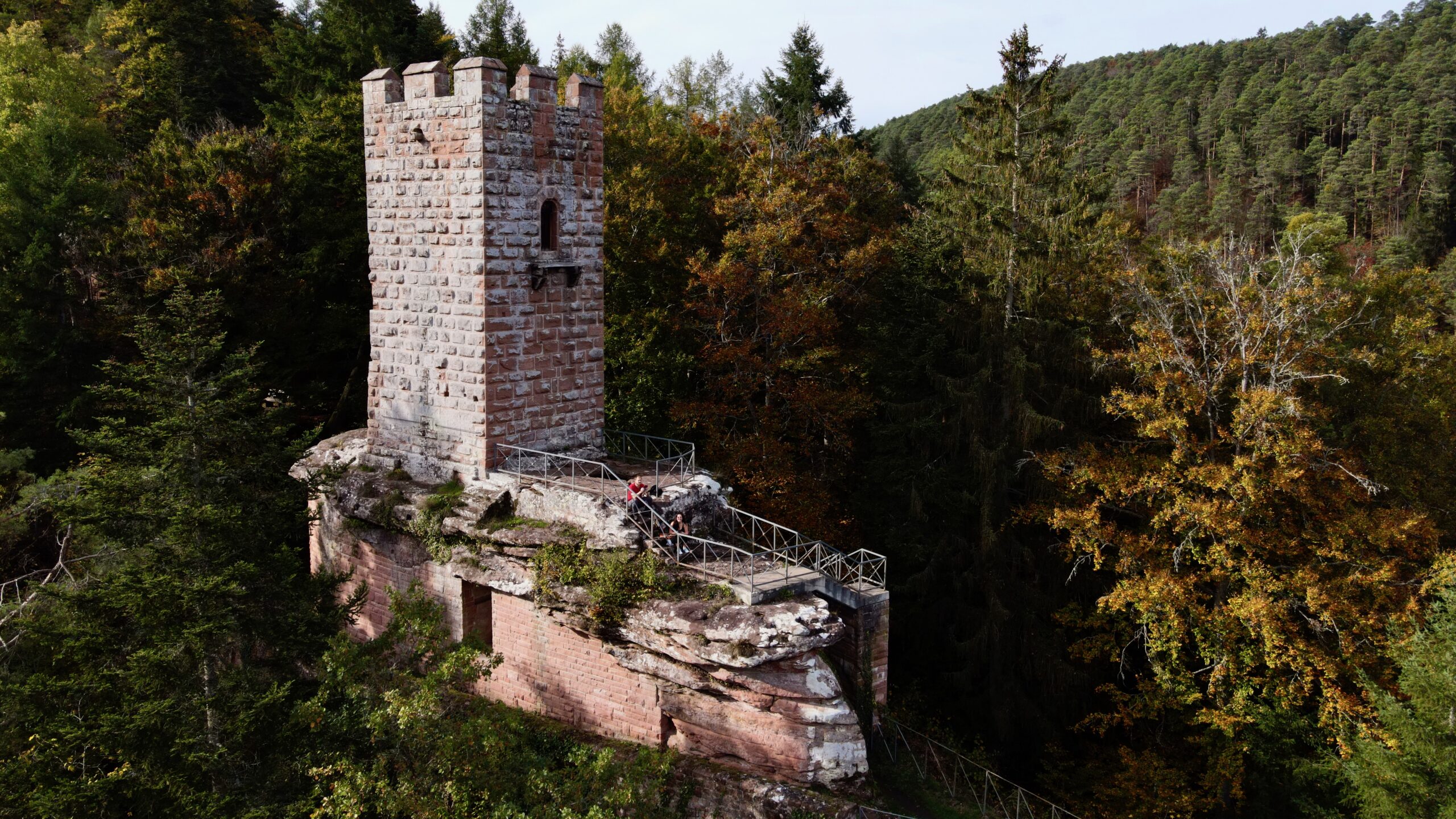 erfenstein castle from a drone and slightly above